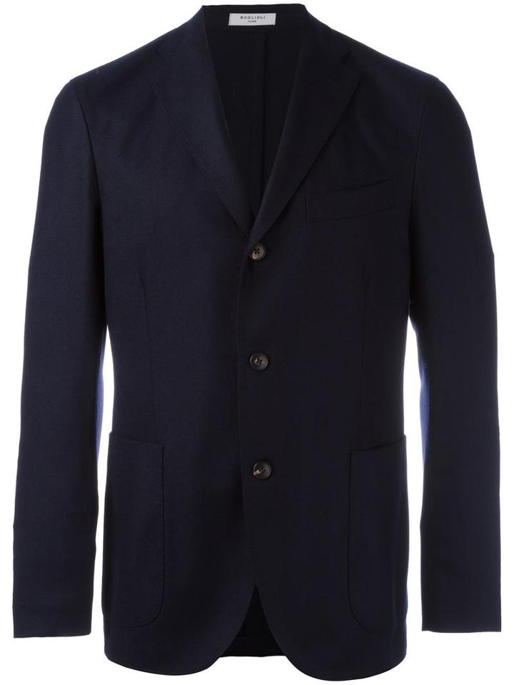 Boglioli Three Button Blazer, Men's, Size: 56, Blue, Wool/cashmere/acetate/cupro