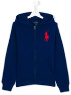 Ralph Lauren Kids - Embroidered Logo Hoodie - Kids - Cotton - 8 Yrs, Blue