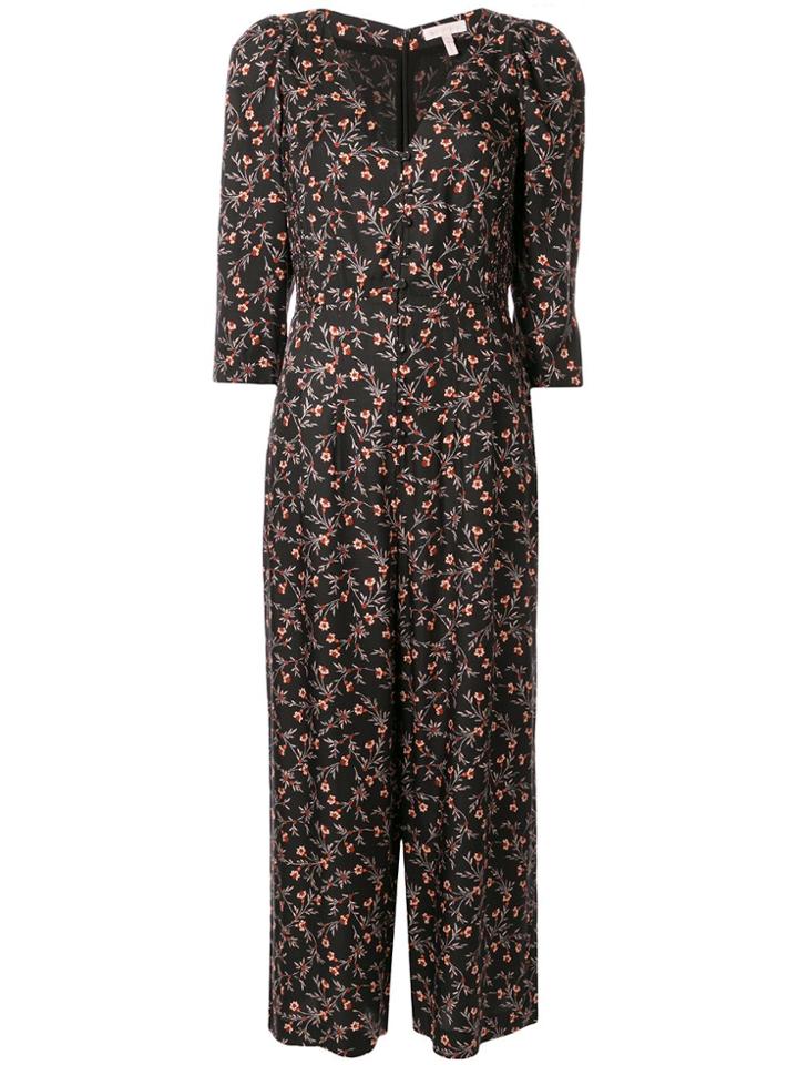 Rebecca Taylor Ls Lia Floral Jumpsuit Rebecca Taylor - Black