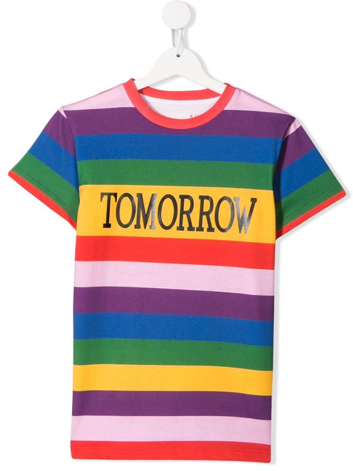 Alberta Ferretti Kids Slogan Colour-block T-shirt - Purple