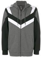Neil Barrett Stripe Panel Zipped Hoodie - Grey