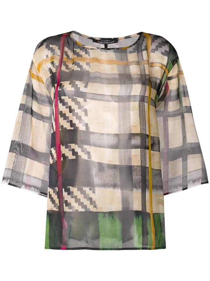 Luisa Cerano Checked Print Blouse - Nude & Neutrals