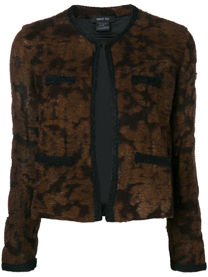Avant Toi Cutted Jacquard Round Neck Jac - Brown
