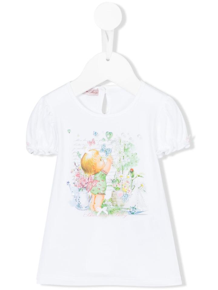 Miss Blumarine - Printed Top - Kids - Cotton/spandex/elastane - 3 Mth, White