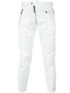 Dsquared2 Zip Detail Cropped Trousers, Men's, Size: 48, White, Cotton/spandex/elastane