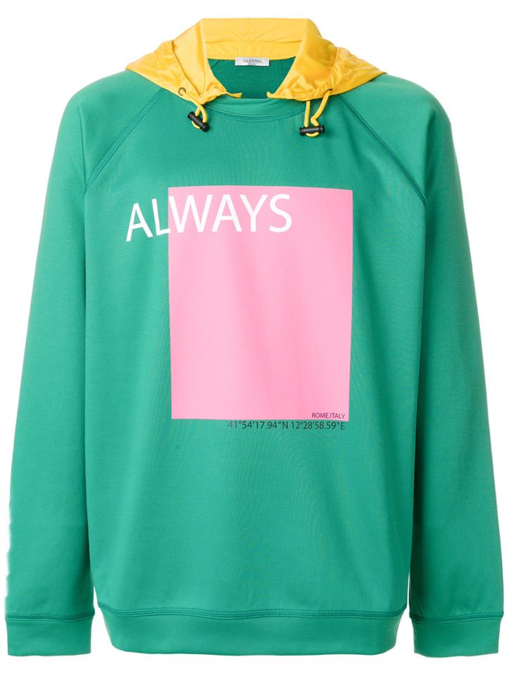 Valentino Always Print Hoodie - Green