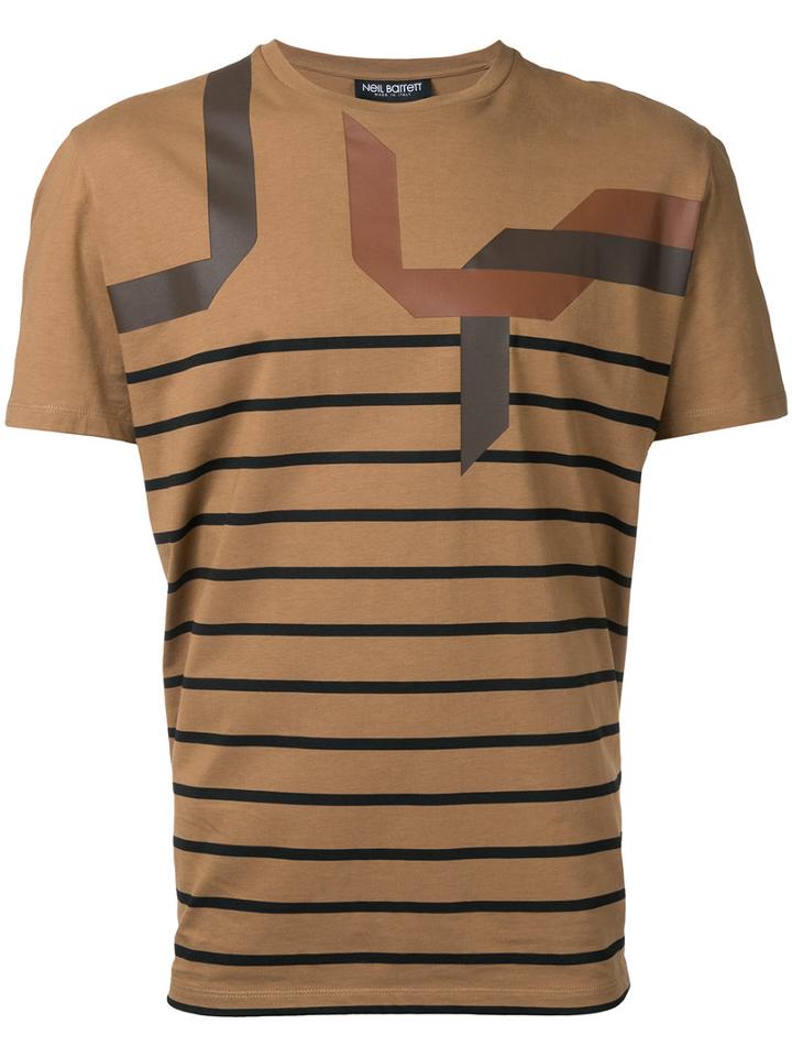 Neil Barrett - Striped T-shirt - Men - Cotton - S, Brown, Cotton