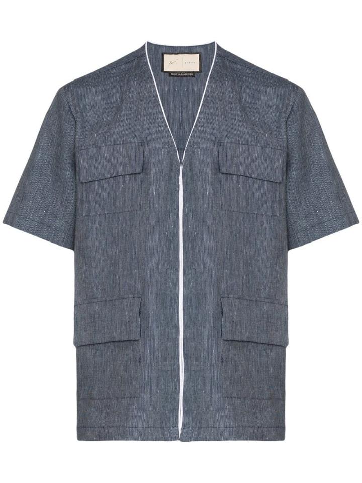 Prévu Mansour Collarless Shirt - Blue