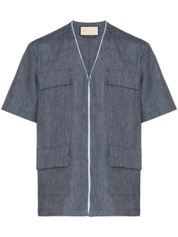 Prévu Mansour Collarless Shirt - Blue