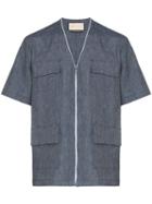 Prévu Mansour Collarless Shirt - Blue