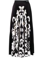 Valentino Floral Print Pleated Midi Skirt - Black