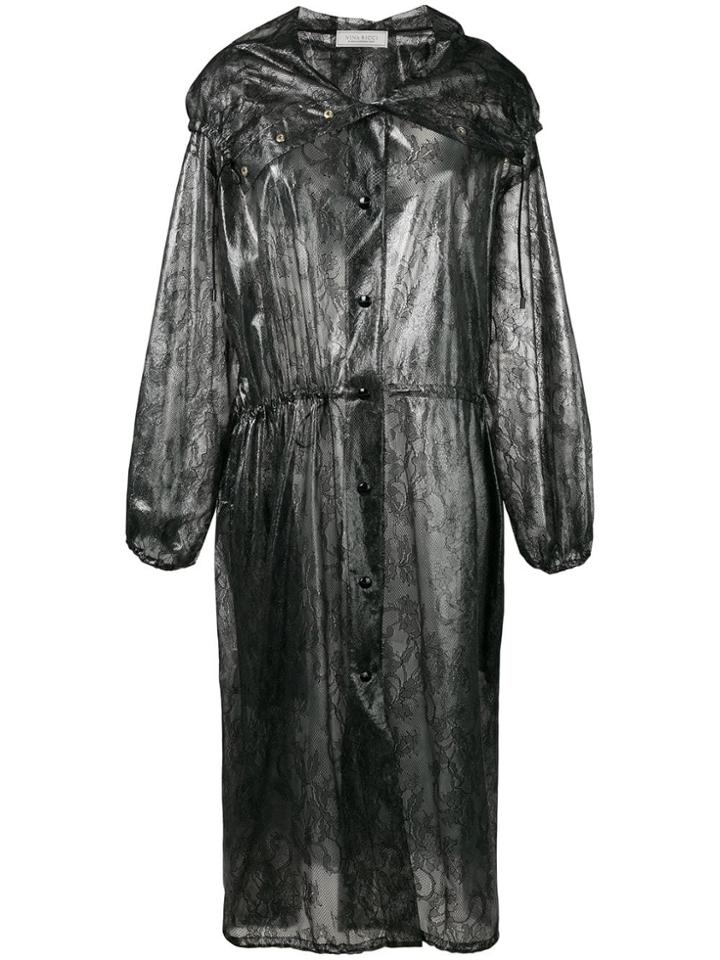 Nina Ricci Lace Print Raincoat - Black