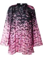 Giamba Sheer Flamingo Print Blouse, Women's, Size: 40, Pink/purple, Silk/polyester
