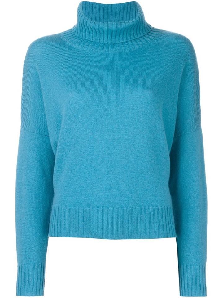 Incentive! Cashmere Roll Neck Jumper, Women's, Size: Medium, Blue, Cashmere