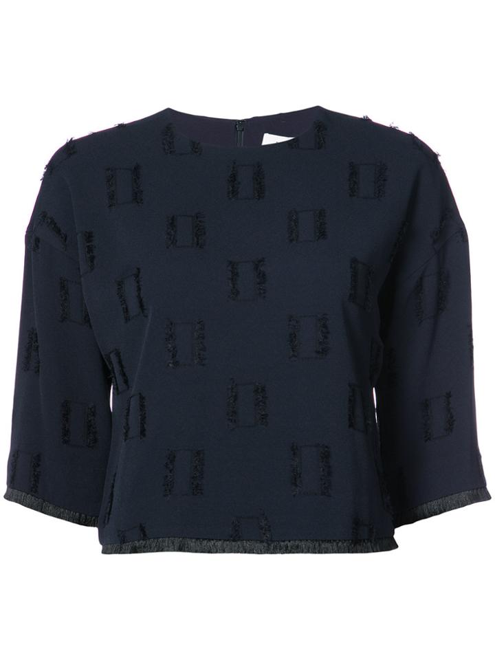 Derek Lam 10 Crosby Round Neck Cropped Top - Blue