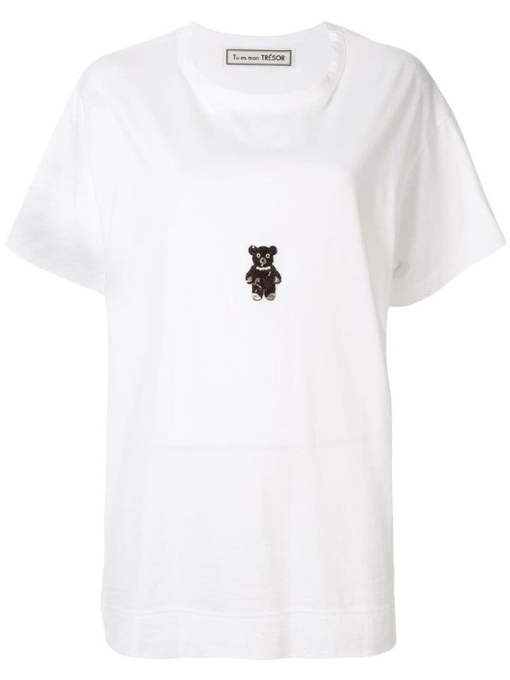 Tu Es Mon Trésor Bear Patch T-shirt - White