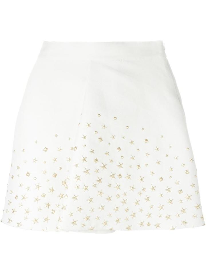 Francesco Scognamiglio Embellished Mini Skirt, Women's, Size: 38, White, Silk/cotton/polyester