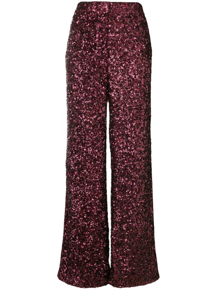 Victoria Victoria Beckham All Over Sequin Wide Leg Trousers - Red