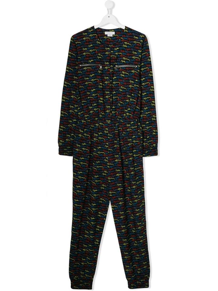 Stella Mccartney Kids Teen Logo Print Jumpsuit - Black