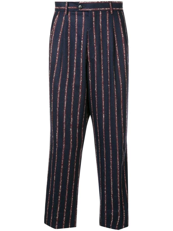 Sartorial Monk Striped Trousers - Blue