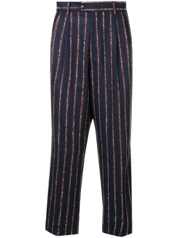 Sartorial Monk Striped Trousers - Blue