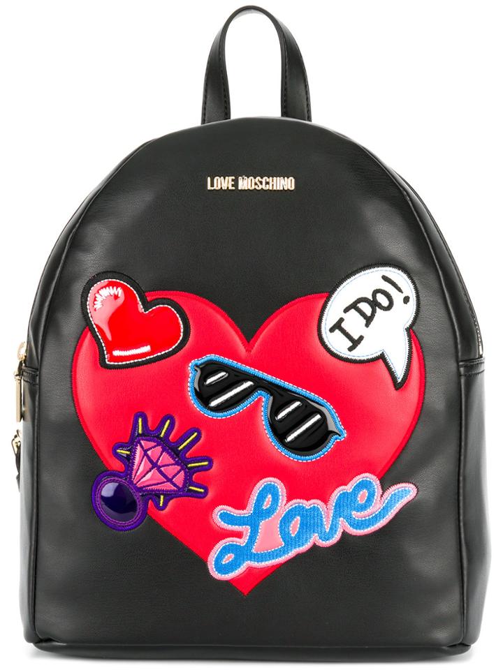 Love Moschino Heart Embellished Backpack - Black