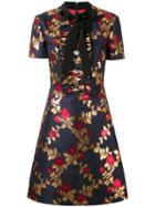 Gucci - Metallic Floral Dress - Women - Silk/cotton/acetate/metallic Fibre - 44, Blue, Silk/cotton/acetate/metallic Fibre