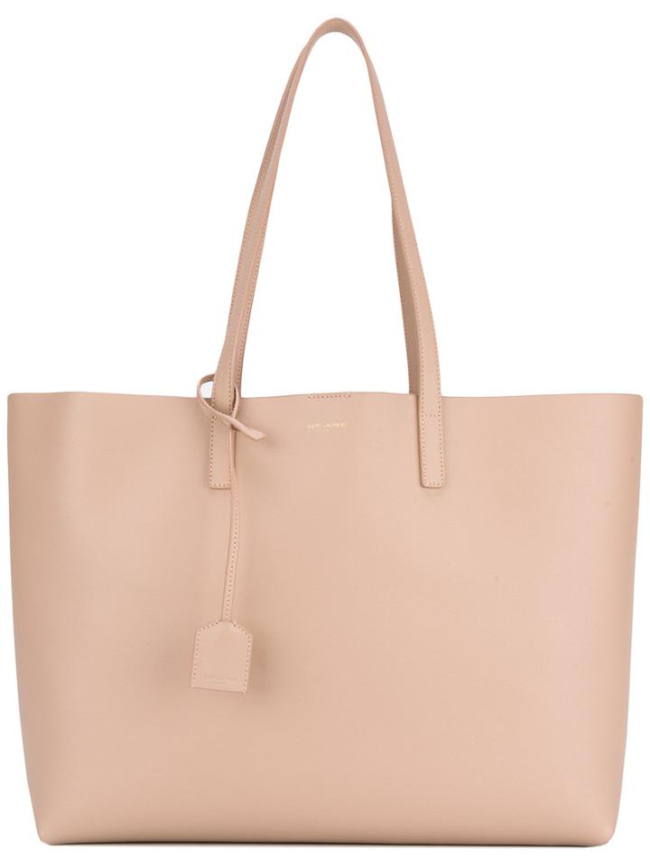 Saint Laurent Large Shopper Tote, Women's, Nude/neutrals, Calf Leather