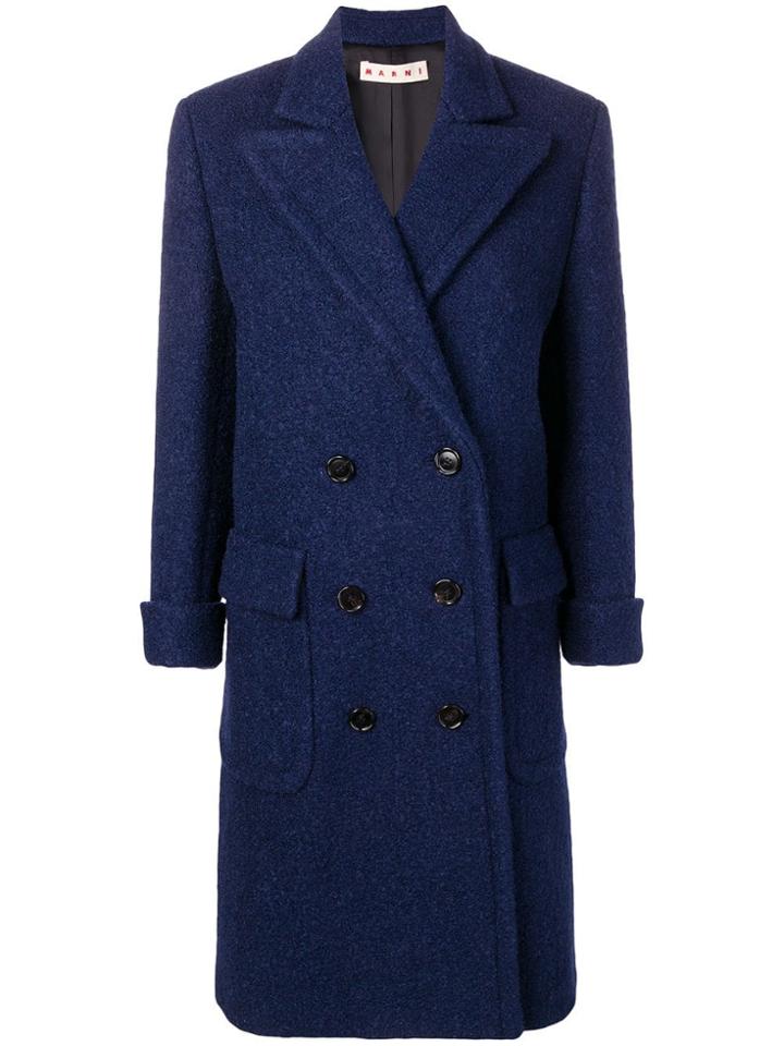 Marni Long Pea Coat - Blue
