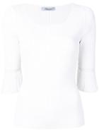 Blumarine Ribbed Fringed Detail Jumper - White
