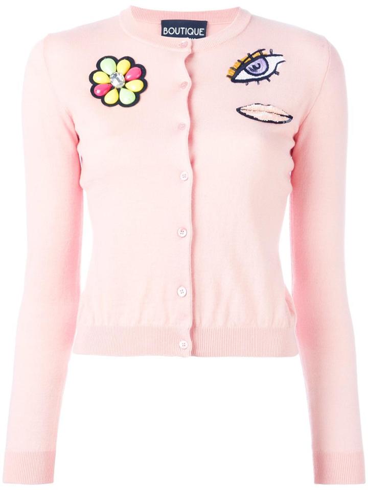 Boutique Moschino Multiple Patches Cardigan - Pink & Purple