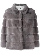 Simonetta Ravizza Fur Jacket, Women's, Size: 40, Grey, Silk/mink Fur