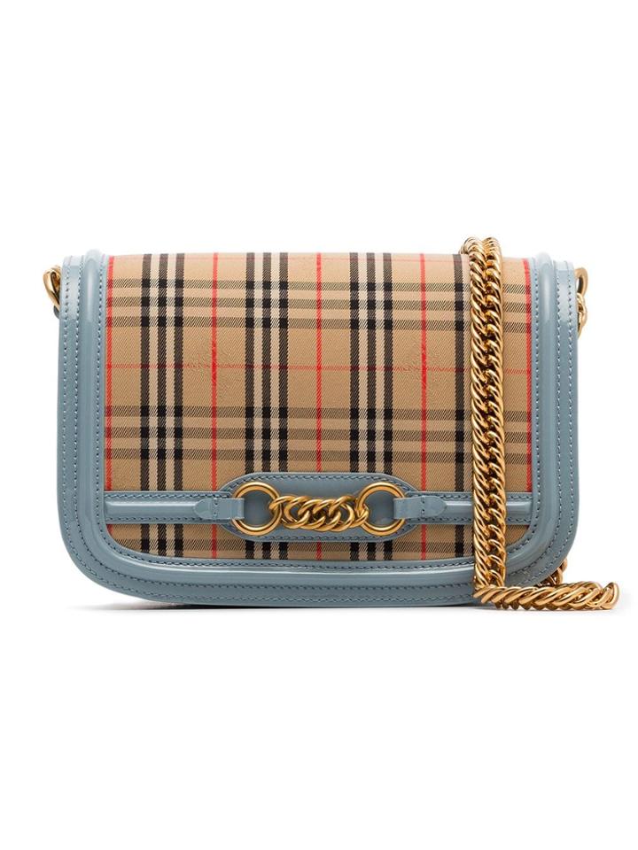 Burberry Burb Link Ctn Lthr Shldr Bg - Blue