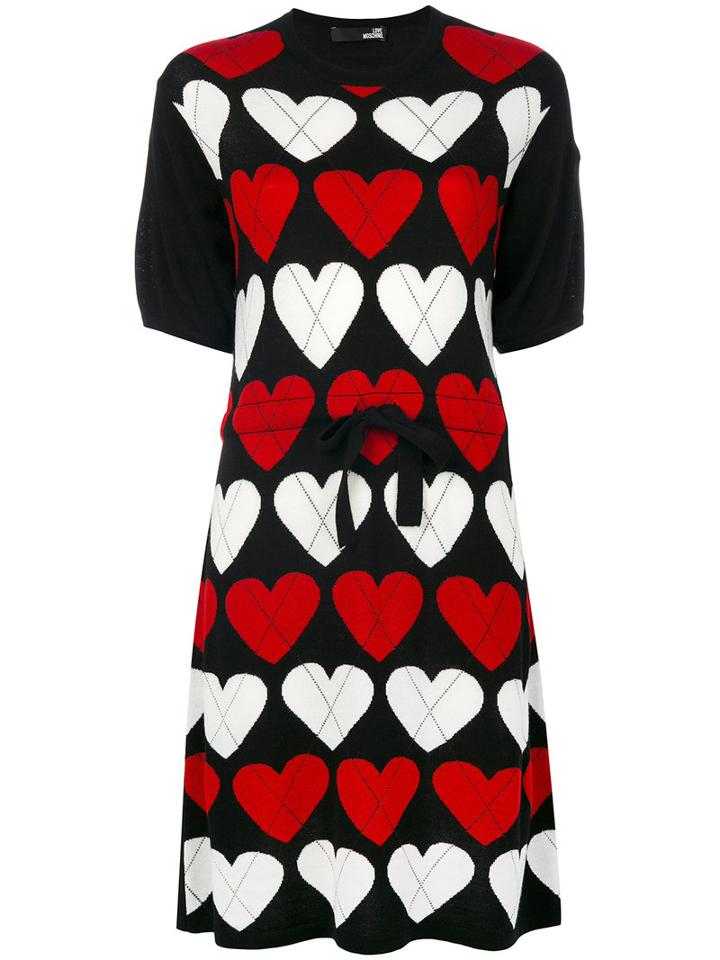 Love Moschino - Heart Dress - Women - Acrylic/wool - 42, Black, Acrylic/wool