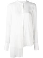 Dkny Asymmetric Shirt, Women's, Size: Small, White, Silk/spandex/elastane/viscose