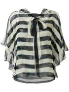 Alberta Ferretti Striped Pussybow Blouse - Blue