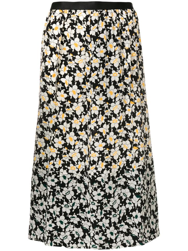 Joseph A-line Floral Skirt - Black