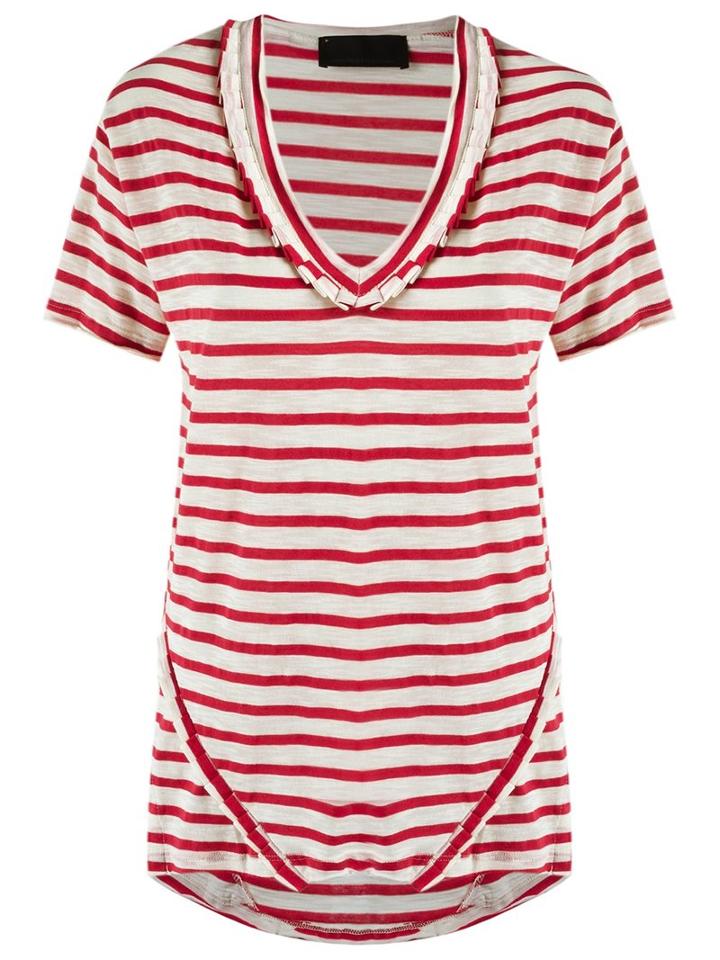 Andrea Bogosian Striped T-shirt, Women's, Size: P, White, Cotton/polyester