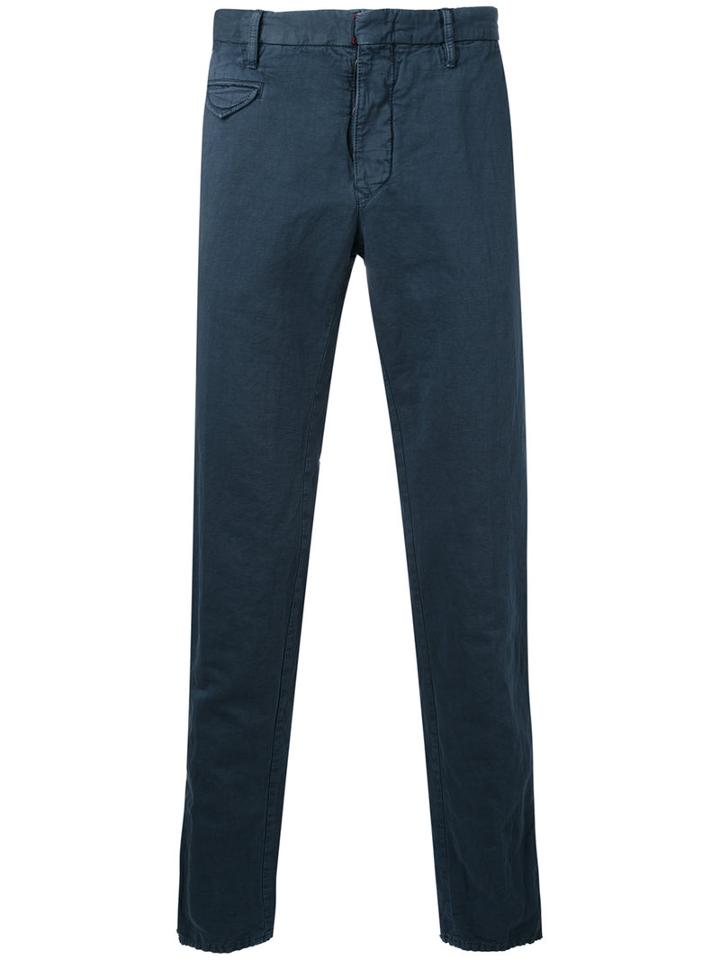 Incotex - Casual Chinos - Men - Cotton/linen/flax - 36, Blue, Cotton/linen/flax