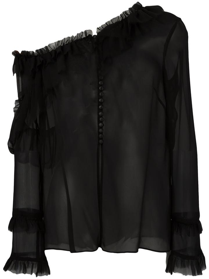 Magda Butrym - One Shoulder Blouse - Women - Silk - 42, Women's, Black, Silk