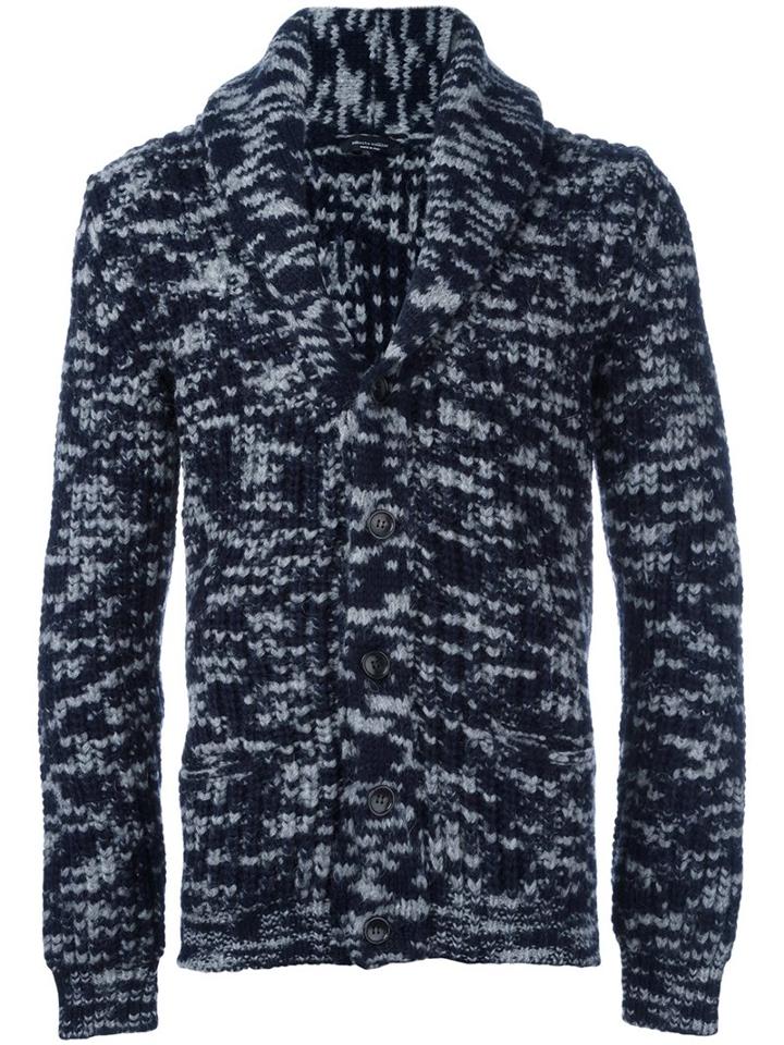 Roberto Collina Shawl Collar Cardigan, Size: 48, Blue, Acrylic/nylon/alpaca/merino