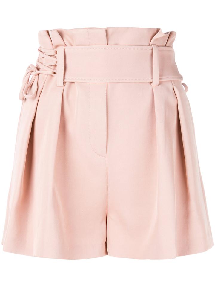 Iro Lace-up High Waist Shorts - Pink & Purple