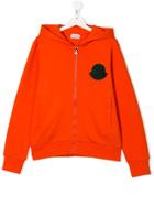 Moncler Kids Logo Patch Zip Hoodie - Orange