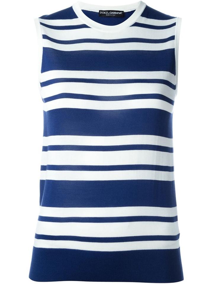 Dolce & Gabbana Striped Tank Top, Women's, Size: 42, Blue, Silk
