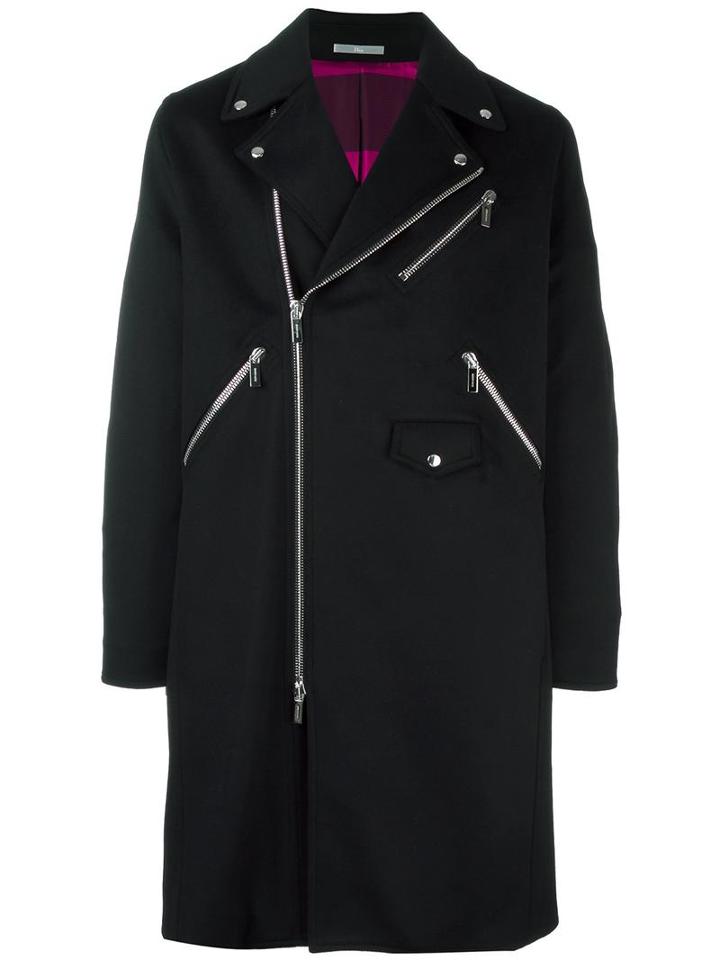 Dior Homme Double Breasted Coat, Men's, Size: 46, Black, Polyester/cupro/cashmere/virgin Wool