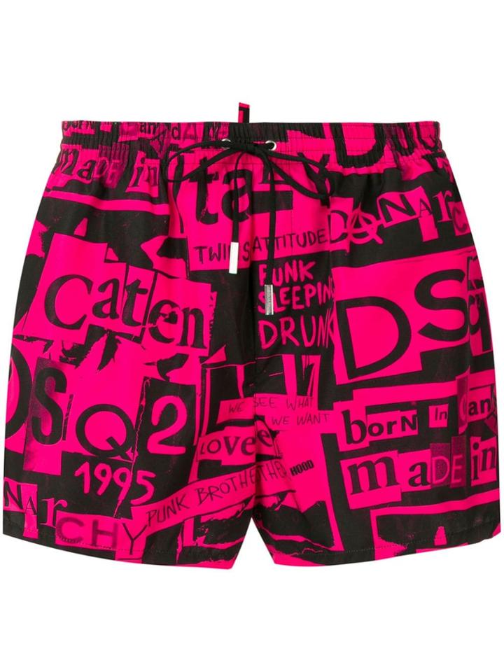 Dsquared2 Multi Print Swim Shorts - Pink