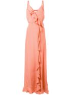 Racil Wrap Front Ruffle Trim Gown - Pink & Purple