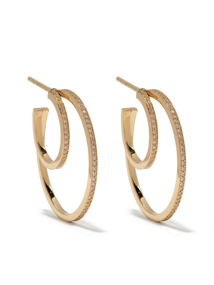 Georg Jensen 18kt Yellow Gold Halo Brilliant Cut Diamond Earhoops