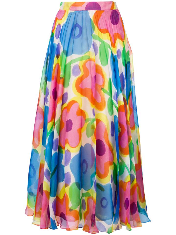 Christopher Kane Cartoon Flower Pleated Skirt - Multicolour