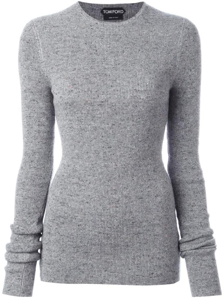 Tom Ford Crew Neck Jumper, Women's, Size: Medium, Grey, Cashmere